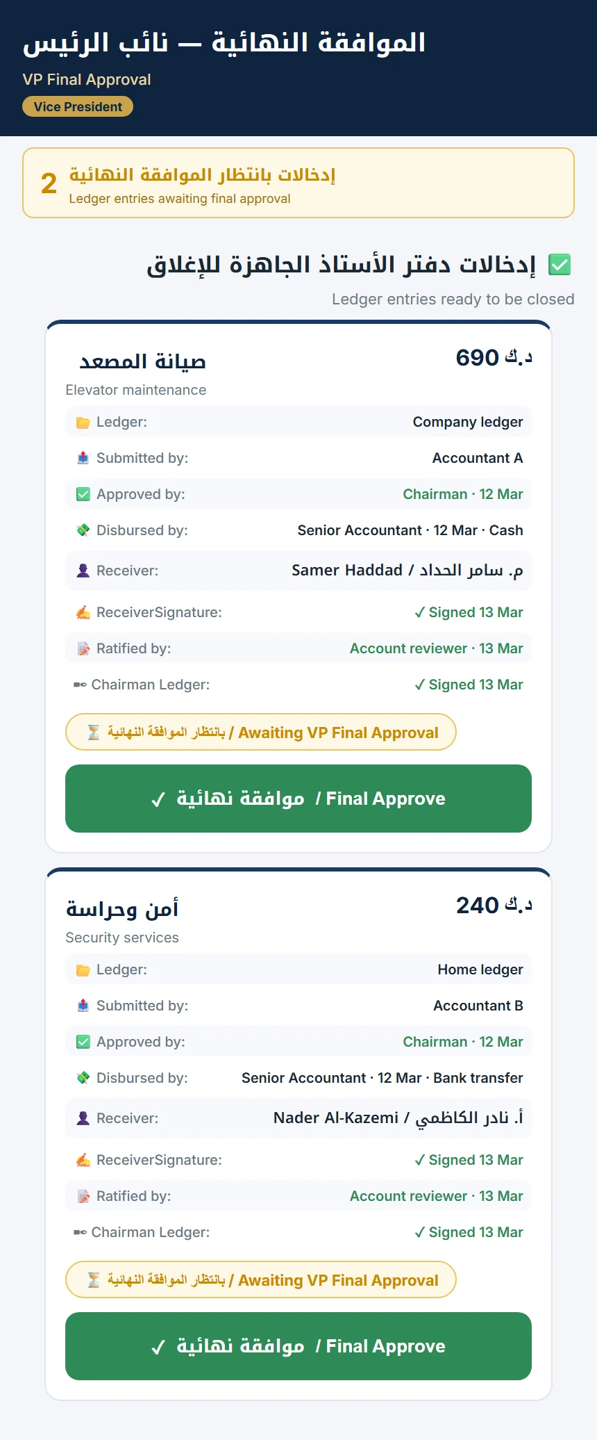 Final approval